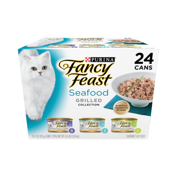 Purina Fancy Feast Grilled Wet Cat Food Seafood Collection in Wet Cat Food Variety Pack - (Pack of 24) 3 oz. Cans