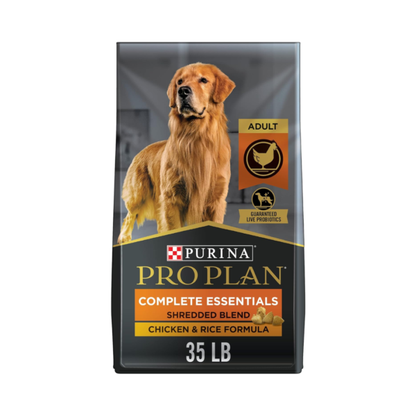 Purina Pro Plan Complete Essentials Shredded Blend Chicken and Rice Dog Food Dry Formula with Probiotics for Dogs - 35 lb. Bag